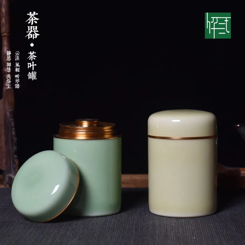 缙云旅行便携茶叶罐陶瓷密封罐大号家用存储罐